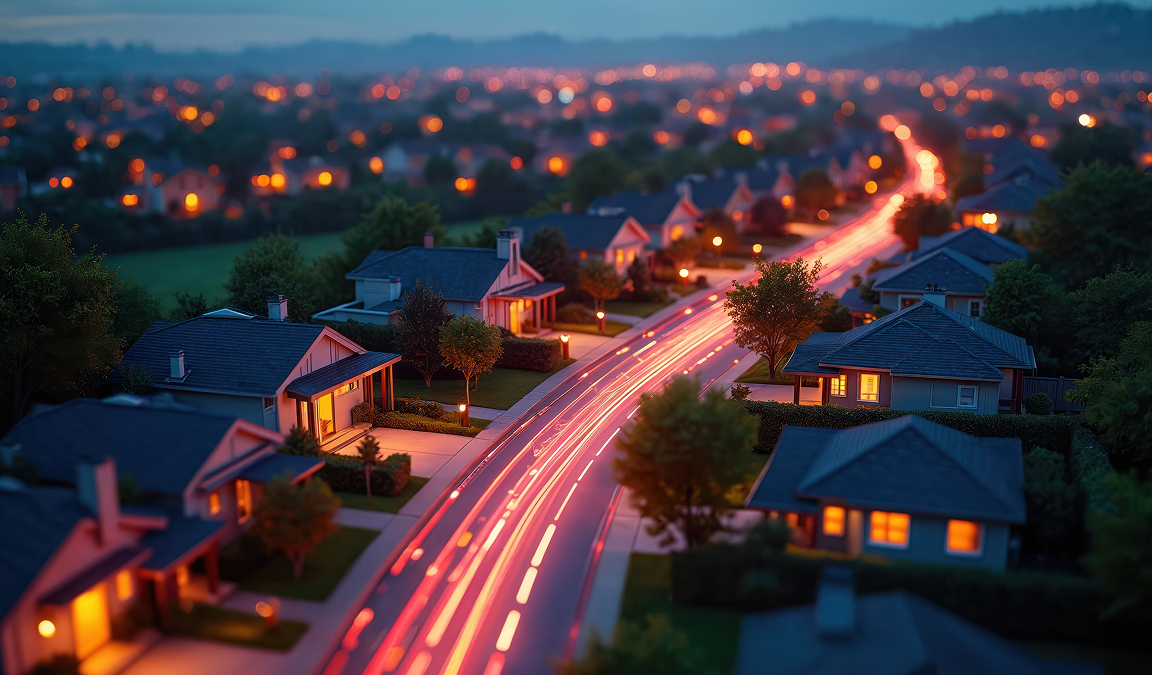 A persons hands cupping a digital smart home graphic